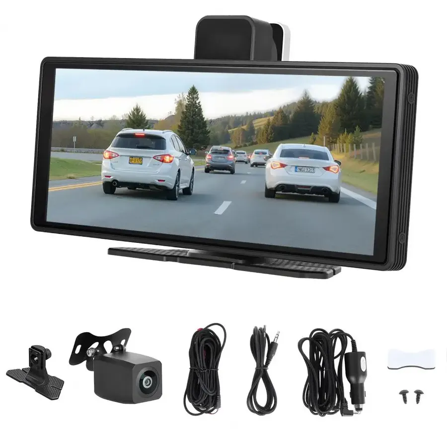 Dash cam view with the camera on top